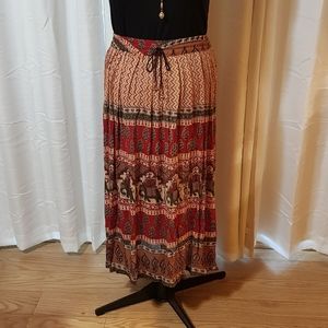 Cotton maxi skirt with elephant print
